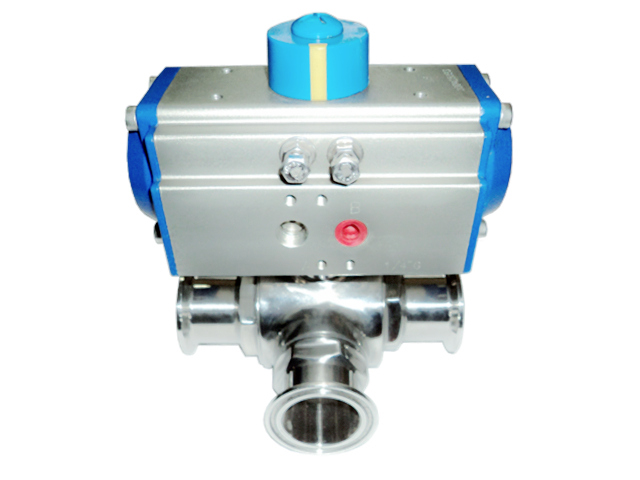 Q684/5F-16P气动三通卫生球阀