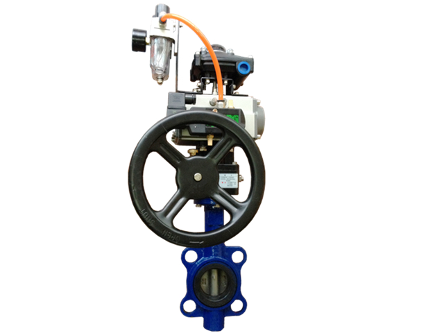 D6s71X气动带手动对夹蝶阀